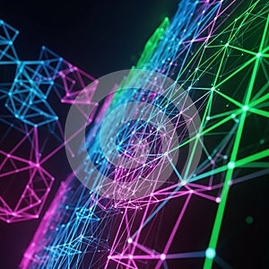 Art featuring a complex network of interconnected lines and nodes.