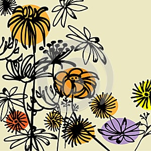 Art floral drawing graphic background