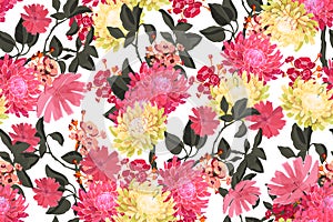 Art floral vector seamless pattern. Fresh flowers