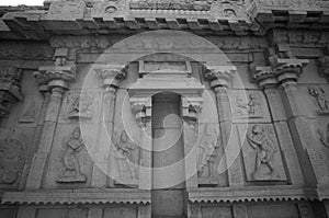 Art found on the architecture in ancient ruins and Hinduism temple in Hampi,  India