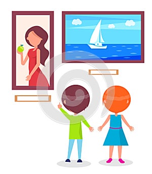 Art Gallery Excursion for School Children Vector