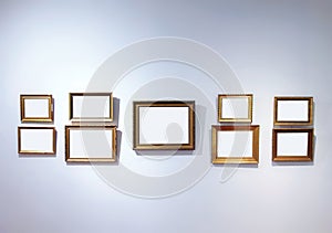 Art gallery interior with empty frames