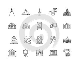Art gallery line icons, signs, vector set, outline illustration concept