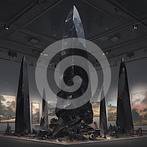 Art Gallery Obsidian Obelisk Display
