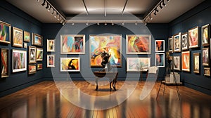 Art gallery photo exhibition in museum