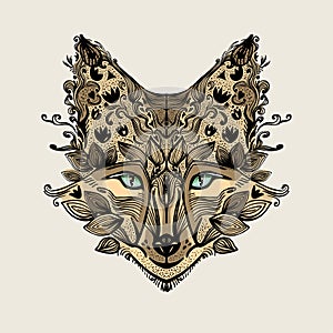 Art graphic fox portrait, nature motives