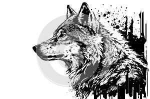 Art of the gray wolf on a white background