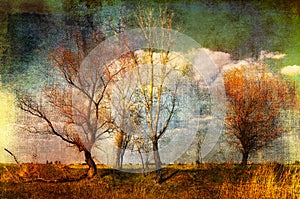 Art grunge creepy landscape photo