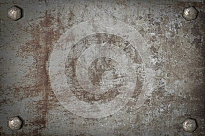 Art grunge metal plate with screws
