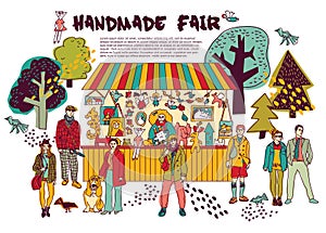 Art hand made fair toys in park outdoor.