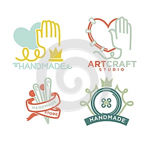 Art and handmade craft logo templates flat set.