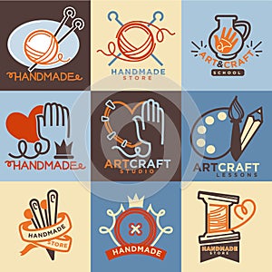 Art and handmade craft store or school icons templates