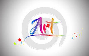 Art Handwritten Word Text with Rainbow Colors and Vibrant Swoosh