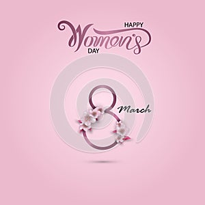 8 March sign and Abstract Pink Floral Greeting card