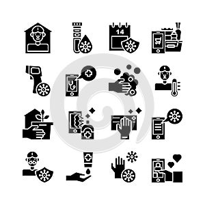 Stay at home icon set