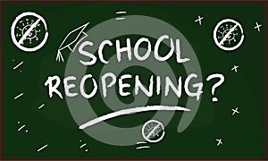 Illustration vector : Covid 19 pandemic of schools reopening conceptual with chalkboard photo