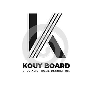 Letter K Line Shape Minimalist Vector Logo