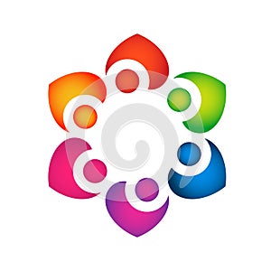 People union heart shape work celebrating happyness logo/Love Teamwork concept logo vector team work icon. photo