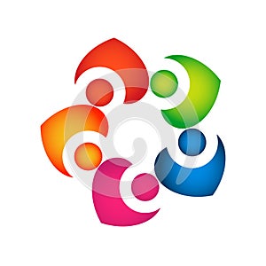 People union heart shape work celebrating happyness logo/Love Teamwork concept logo vector team work icon.