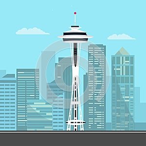 Seattle city skyline. Vector city