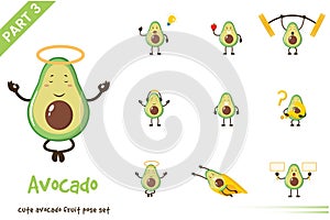 Vector cartoon illustration of cute avocado