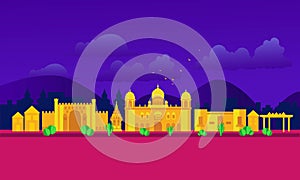 Cartoon illustration of the Panchkula skyline.