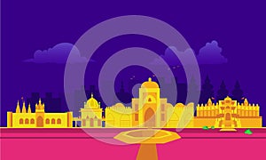 Cartoon illustration of Panipat skyline.