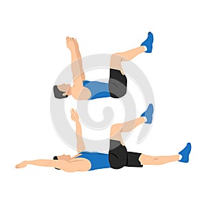 Man doing dead bug exercise. Abdominals exercise. photo