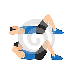 Man doing crunches. Abdominals exercise photo