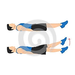 Man doing flutter kicks exercise. Flat vector illustration photo