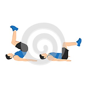 Man doing reverse crunch exercise. Flat vector illustration photo