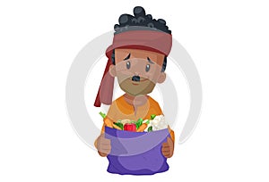 Vector graphic illustration of Vegetable Seller photo