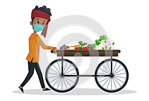 Vector graphic illustration of Vegetable Seller photo