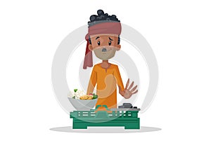 Vector graphic illustration of Vegetable Seller photo