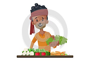 Vector graphic illustration of Vegetable Seller photo