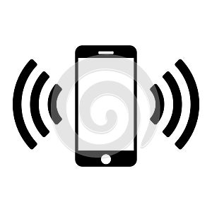 Smart phone ringing or vibrating flat vector illustration icon.