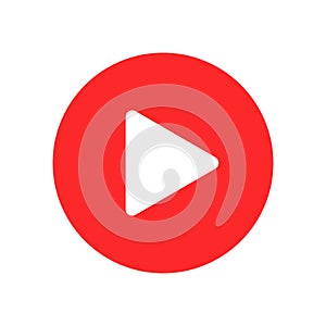 Vector red play button. Web icon  symbol  sign  app  ui. Social media concept.