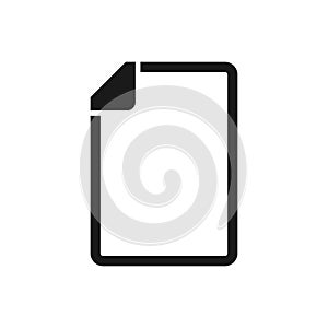 Document vector icon. Black file icon isolated on white background. Note paper icon