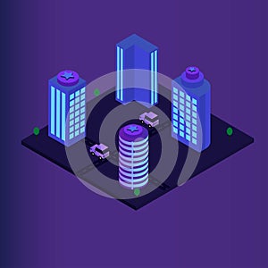 Arts And Architecture  Isometric Futuristic Building. Graphic Design