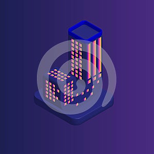 Vector Isometric Flat Building With Letter J