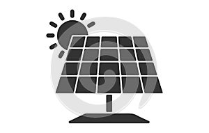 vector black solar panel icon on white background.