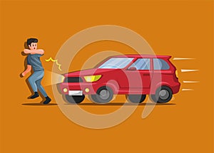 Car hit people, hit and run car crash and accident illustration cartoon vector