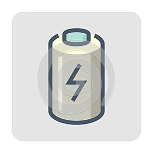 Cell of rechargeable battery vector icon thin line and editable stroke. photo