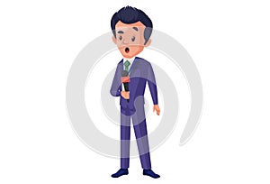 Vector Graphic Illustration of Journalist Boy