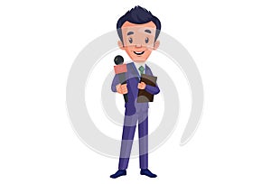 Vector Graphic Illustration of Journalist Boy