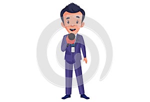 Vector Graphic Illustration of Journalist Boy