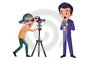 Vector Graphic Illustration of Journalist Boy photo