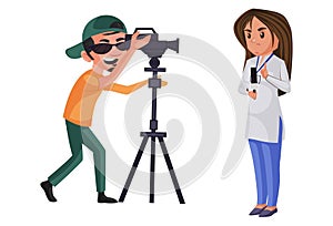 Vector Graphic Illustration of Lady Journalist photo