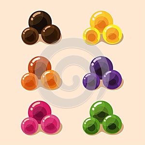 Boba topping drink colorful icon set illustration vector