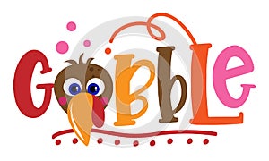 Gobble til you wobble - Thanksgiving Day calligraphic poster. Autumn color poster. photo